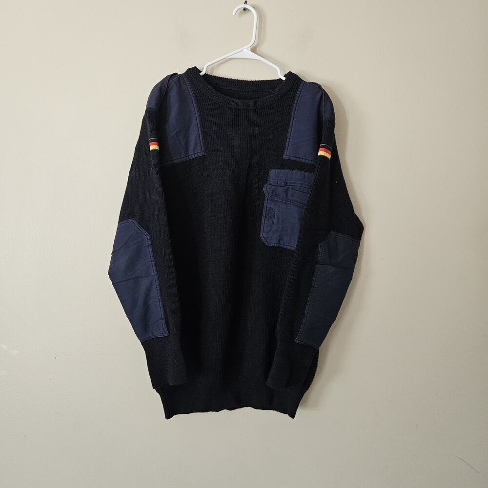 Vintage German Army Sweater Mens Navy Dark Blue Military 90s Commando No Tag